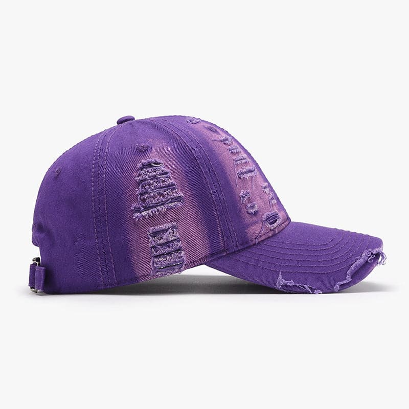 Distressed Adjustable Cotton Baseball Cap.