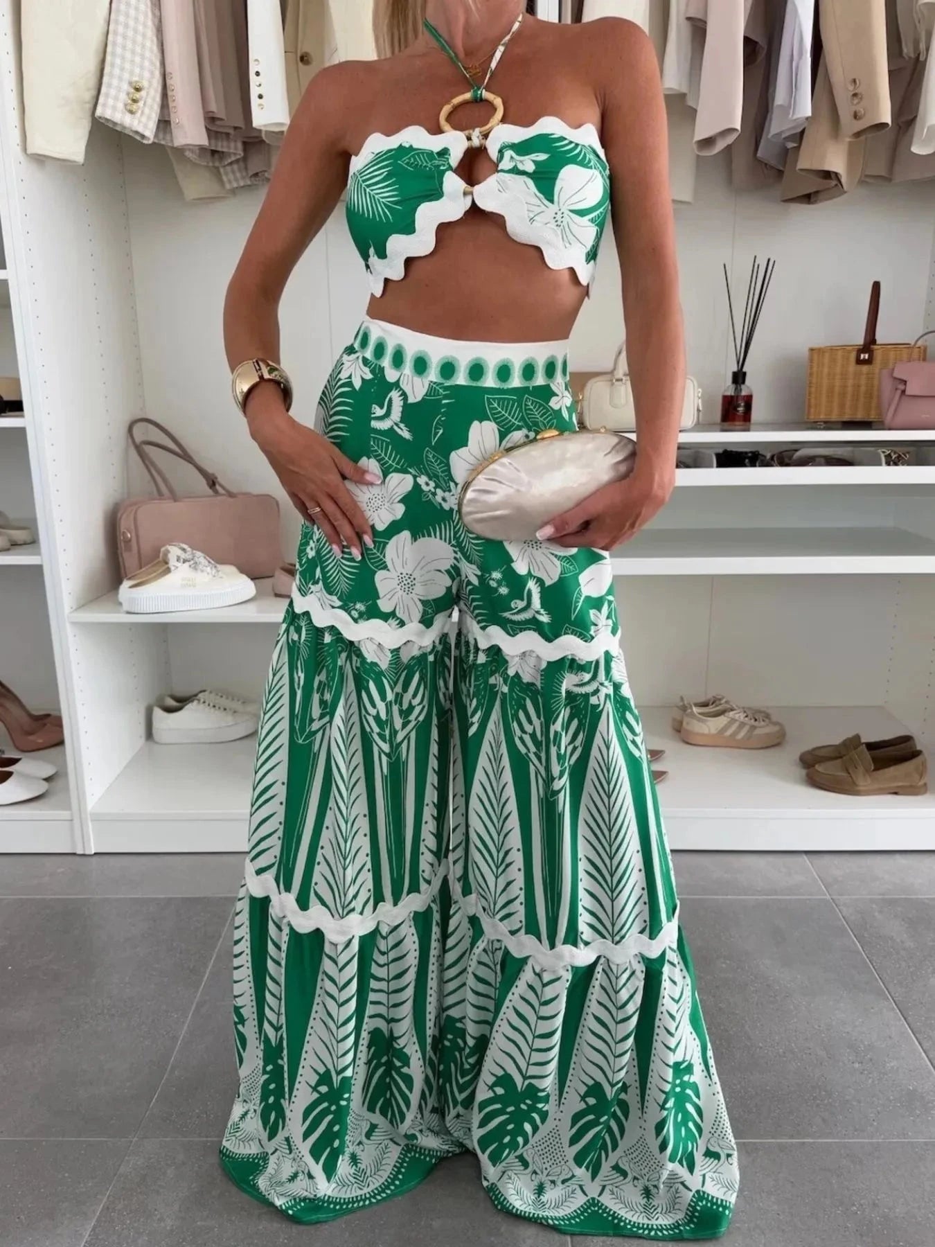 Printed Halter Neck Cami and Skirt Set Coco’s Tee Boutique