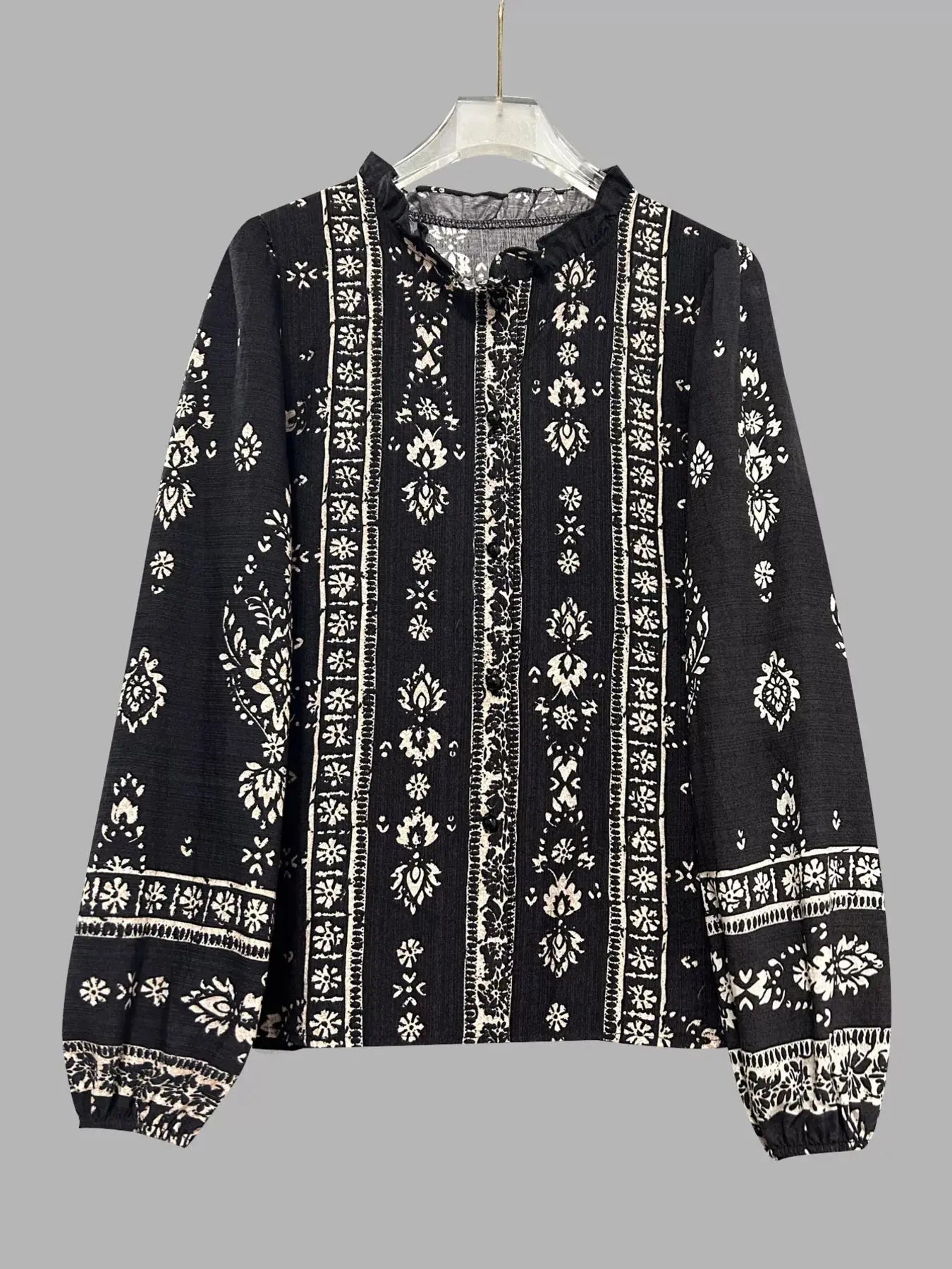 Printed Long Sleeve Blouse Simply Love