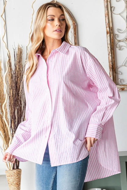 First love striped button down shirt