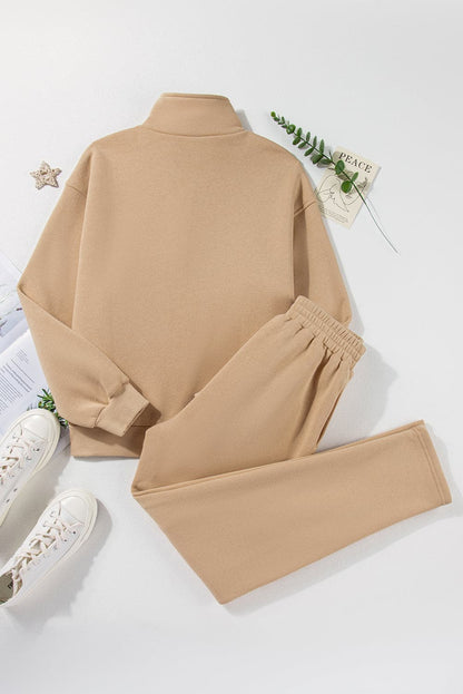 Half Snap Turtleneck Top and Pants Active Set.