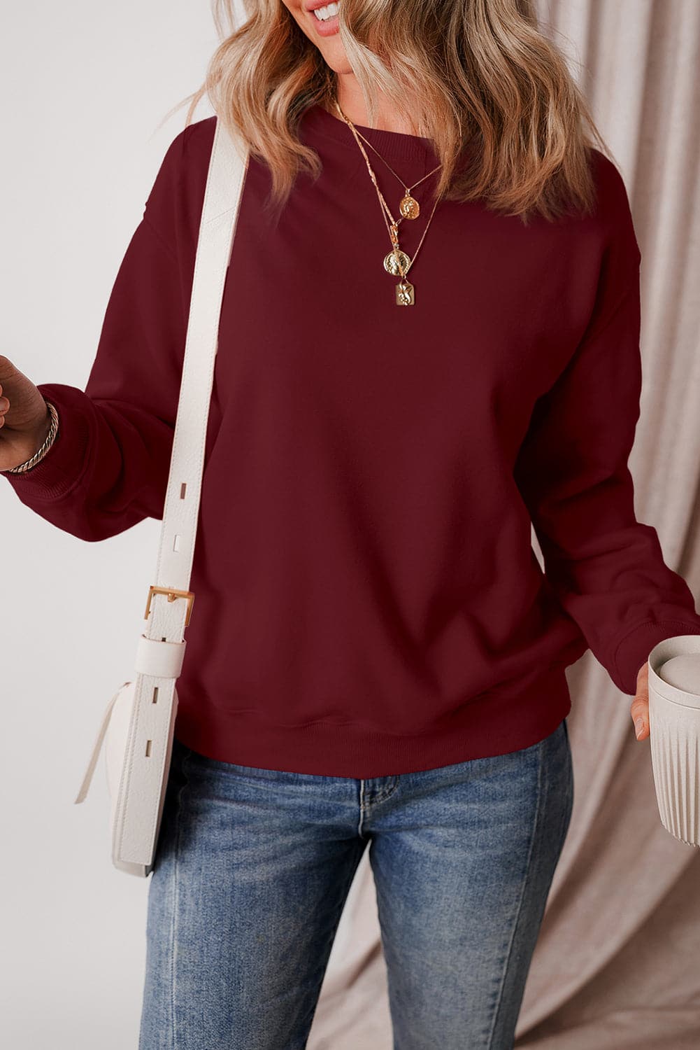 Round Neck Long Sleeve SweatshirtFeatures: Basic style
Sheer: Opaque
Stretch: Slightly stretchy
Material composition: 50% polyester, 50% cotton
Care instructions: Machine wash cold. Tumble dry low.
Love Salve Round Neck Long Sleeve SweatshirtSweatshirts & Hoodies