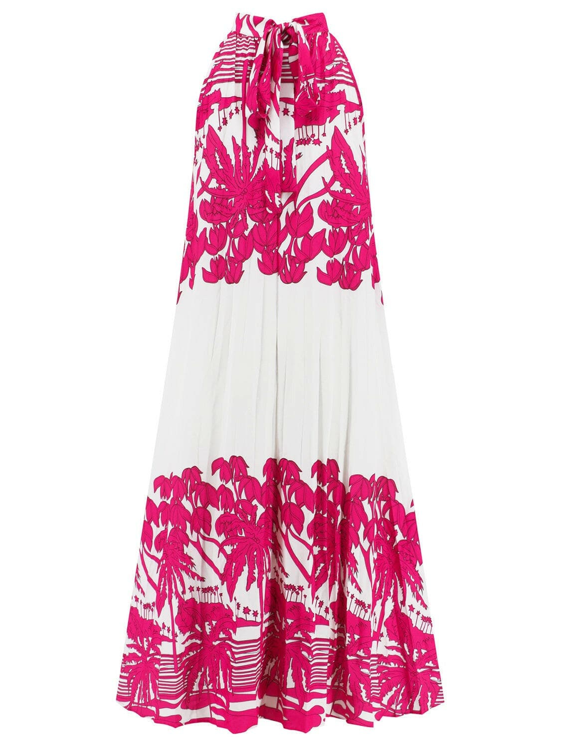 Tied Printed Sleeveless Midi Dress.