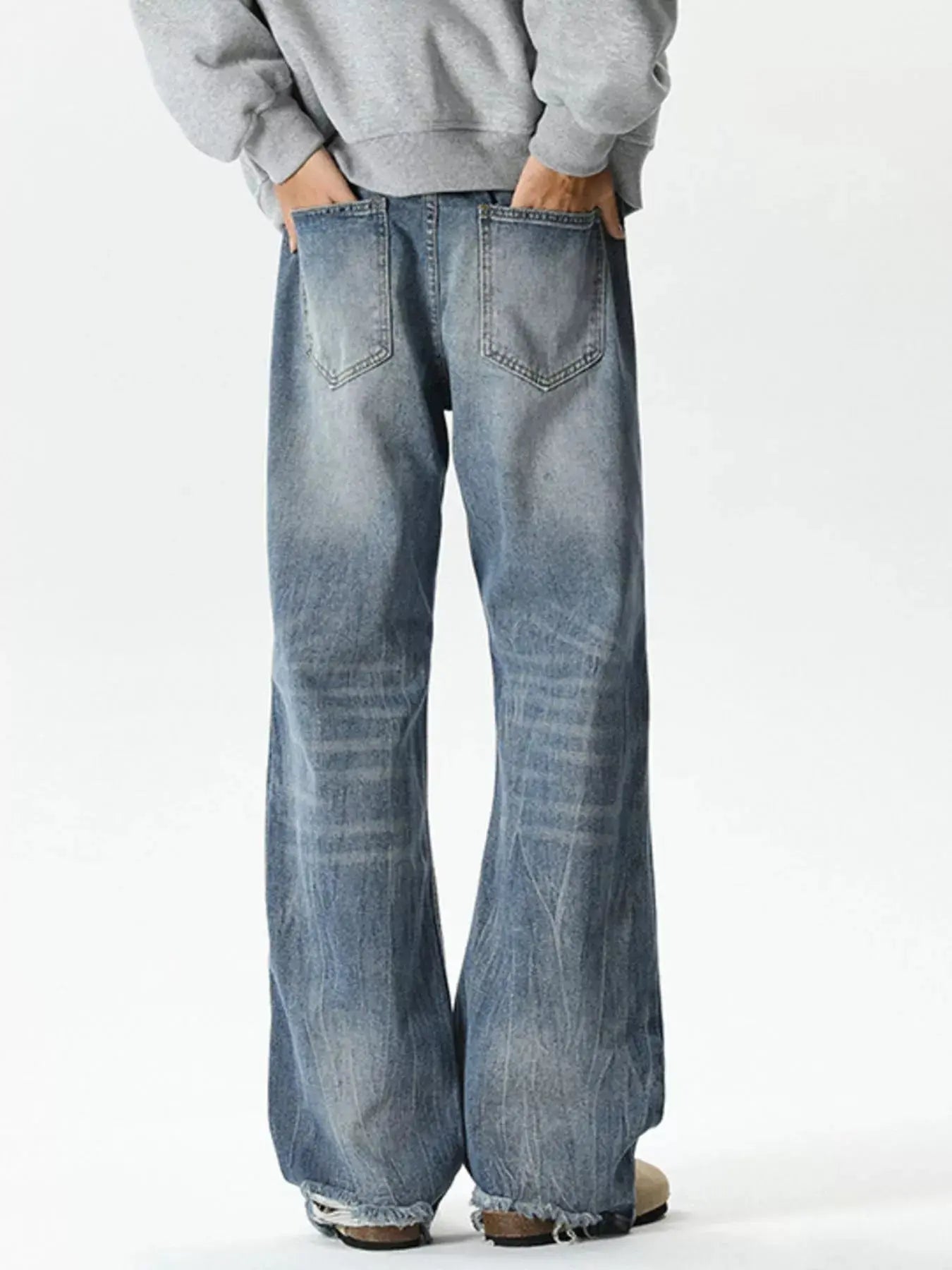 Men's Plus Size Vintage Wash Wide Leg Jeans Simply Love