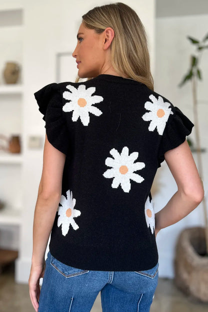 Double Take: Ruffled Flower Sweater