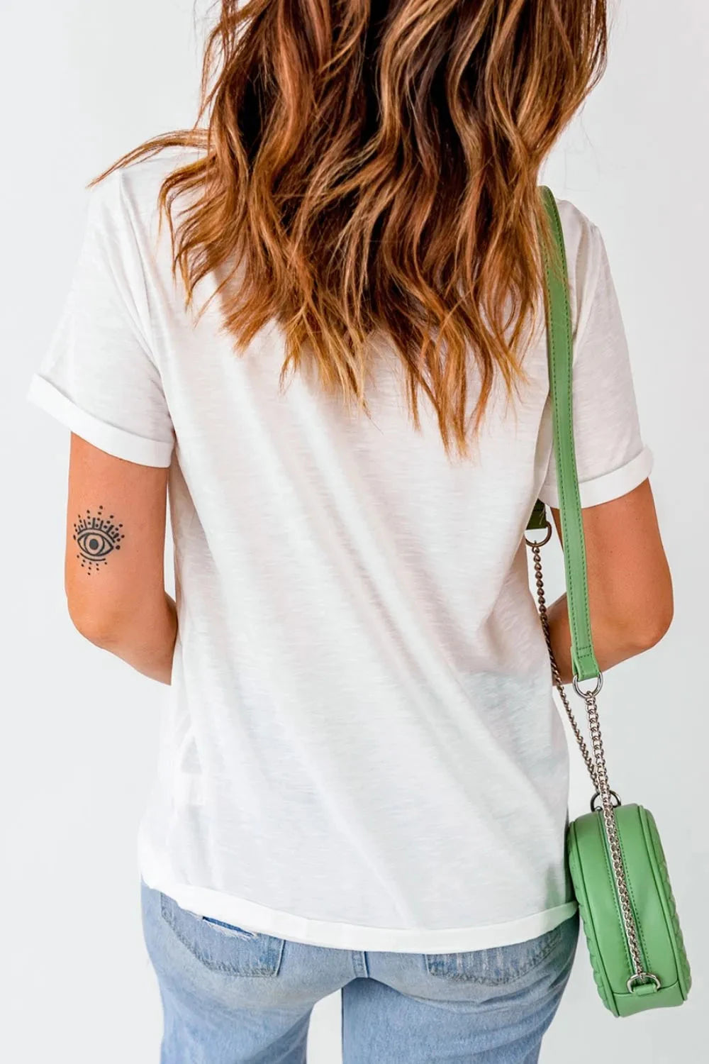 Stars and Stripes Round Neck Short Sleeve T Shirt Simply Love