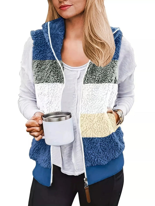 Color Block Zip Up Vest Coat Simply Love