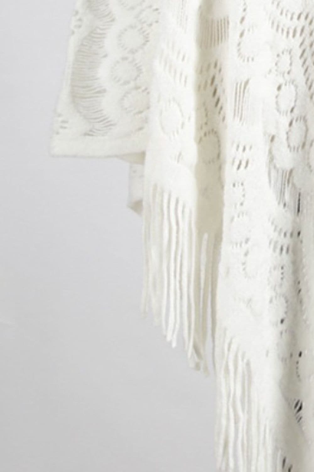 Fringe Openwork Surplice Cape Sleeve Poncho.