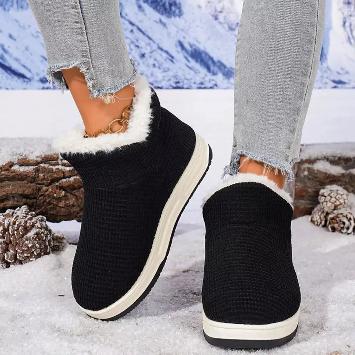Cozy Knit Ankle Boots with Plush Lining Simply Love