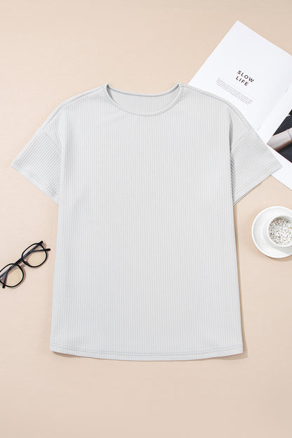 Light Grey Textured Loose Fit T-Shirt