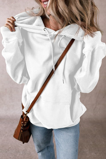 Sheer drawstring pocket hoodie with long sleeves