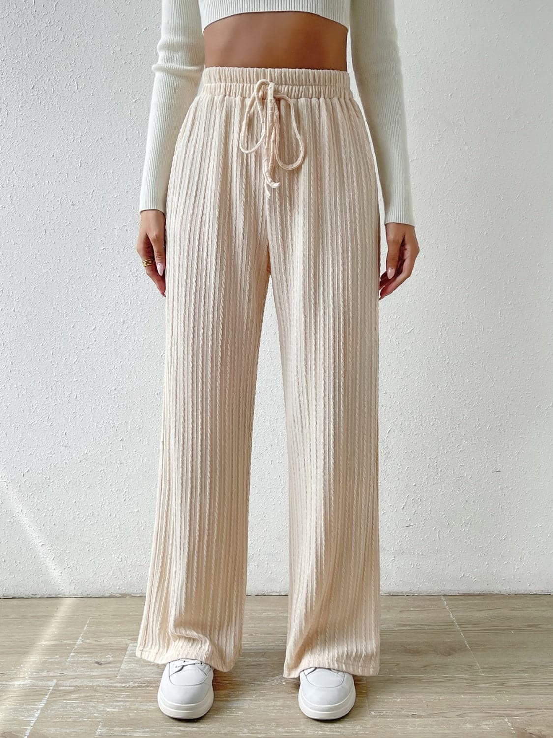 Drawstring Wide Leg Pants.