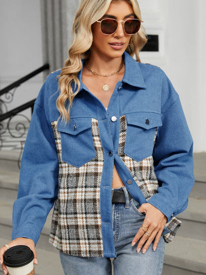 Chic plaid denim jacket for women