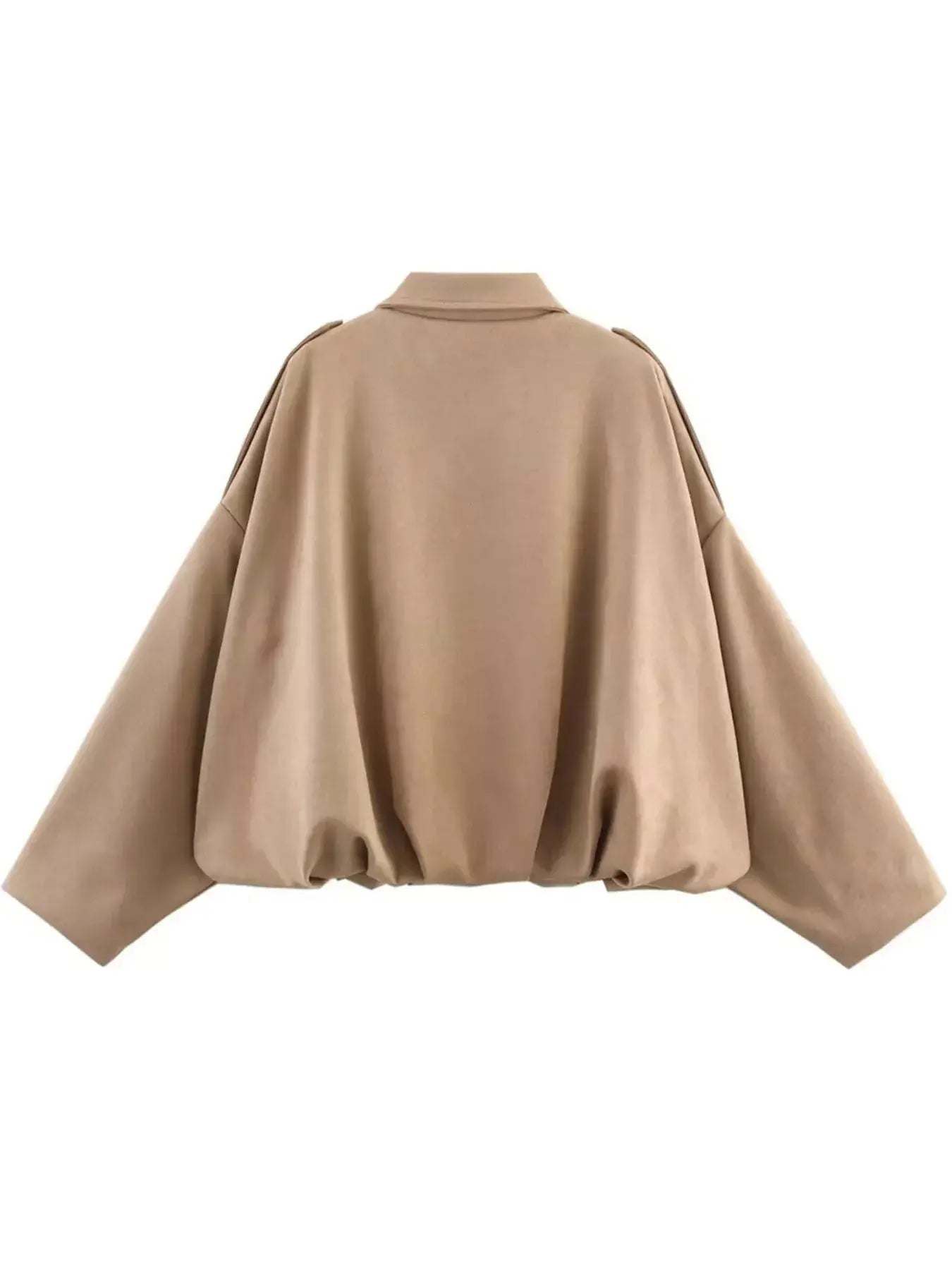 Collared Neck Dropped Shoulder Jacket Simply Love
