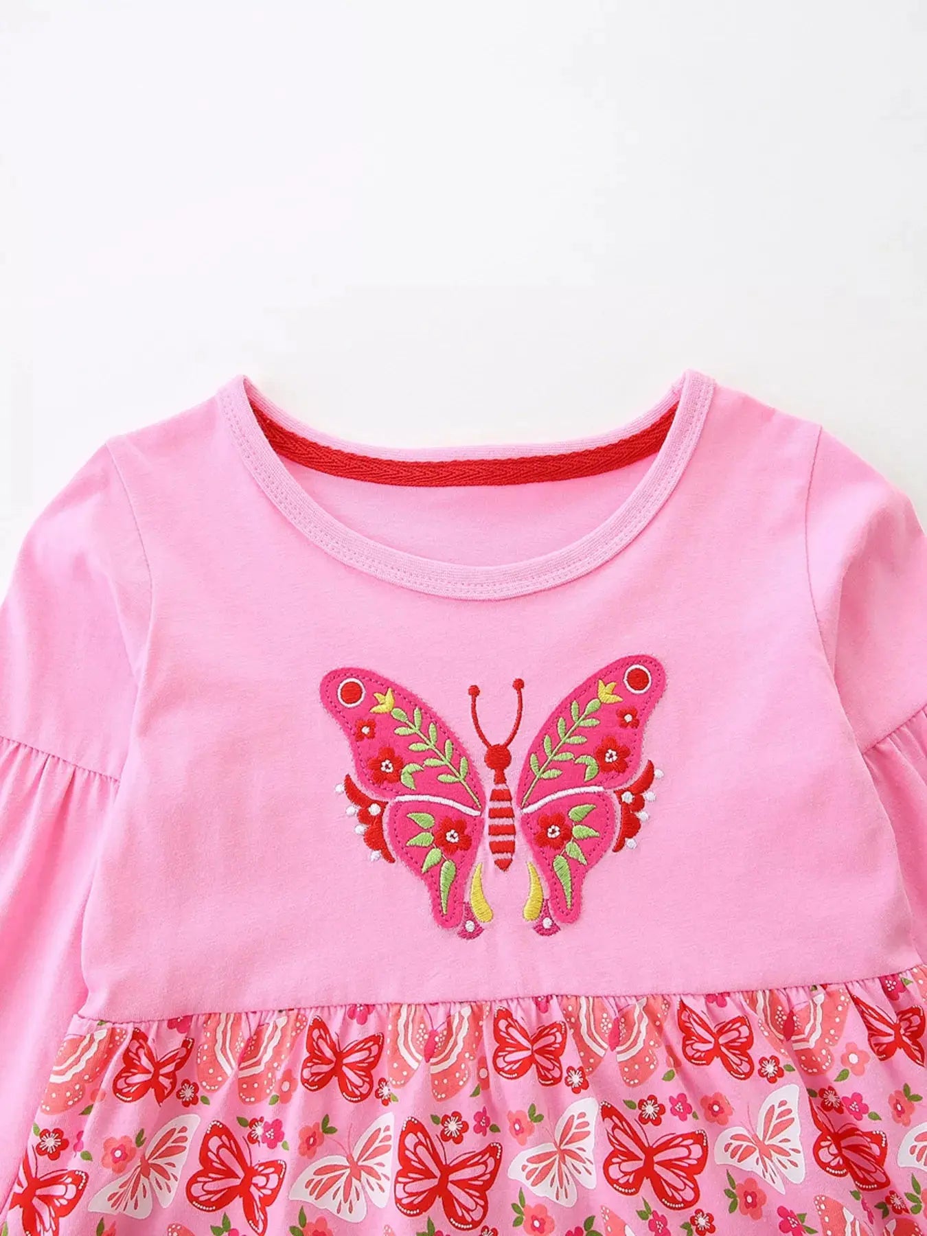 Children's Butterfly Long Sleeve Casual Dress Simply Love