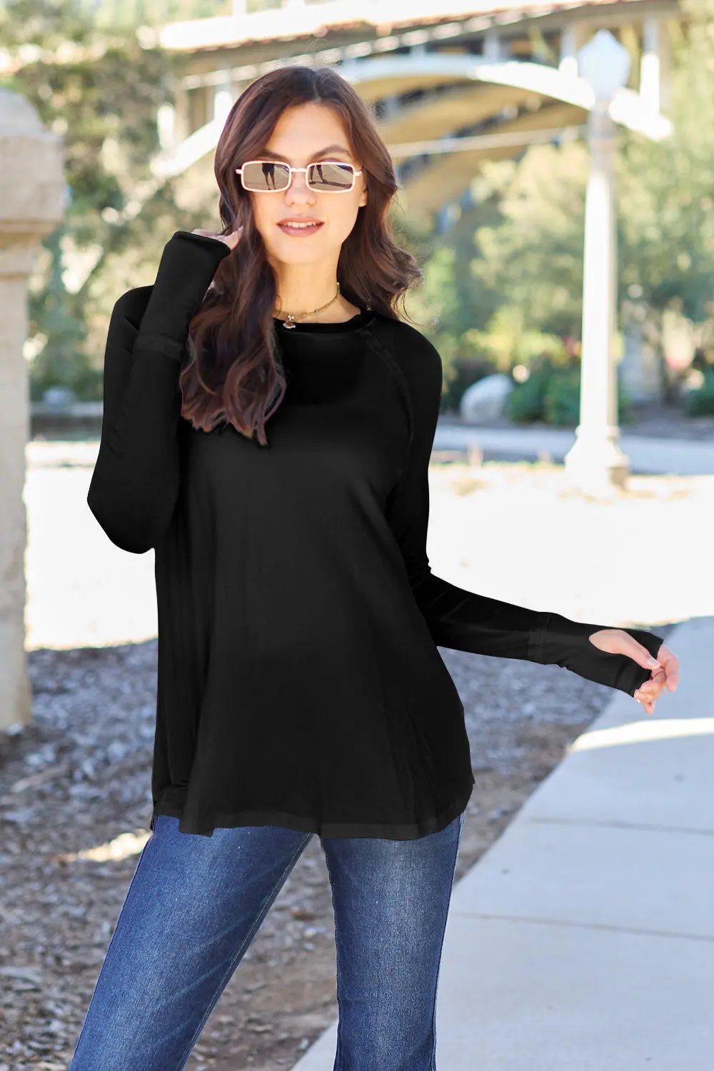 Basic Bae Full Size Round Neck Long Sleeve T-Shirt - Love Salve