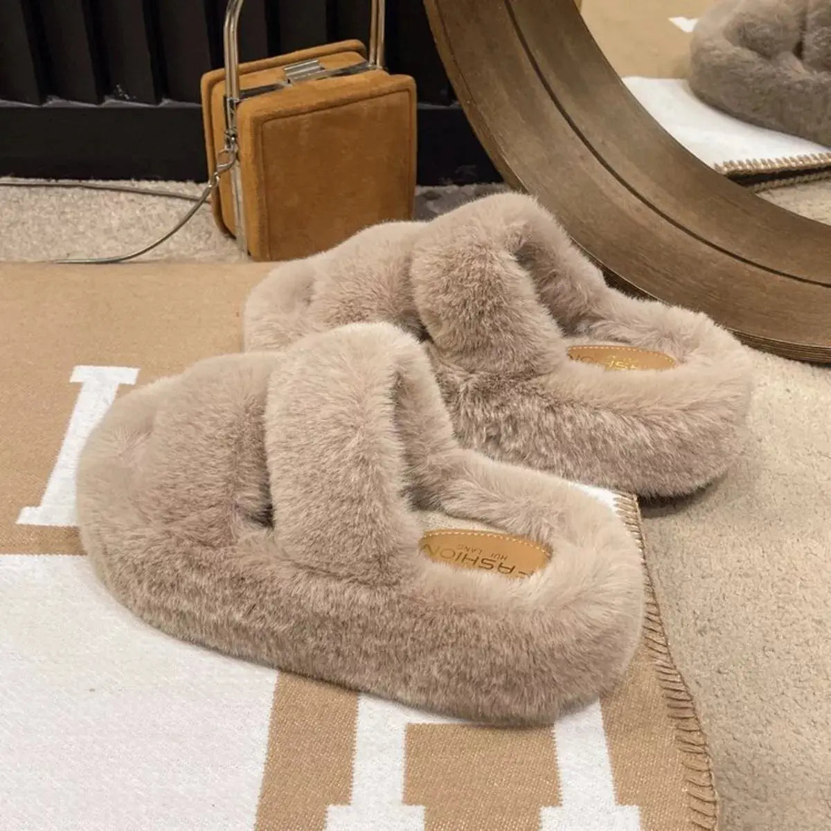 Fuzzy Open Toe Slippers Simply Love