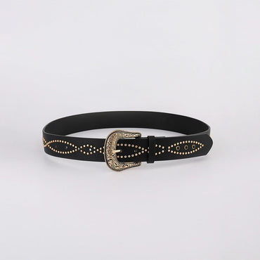 Rhinestone PU leather belt, sizes S-1XL