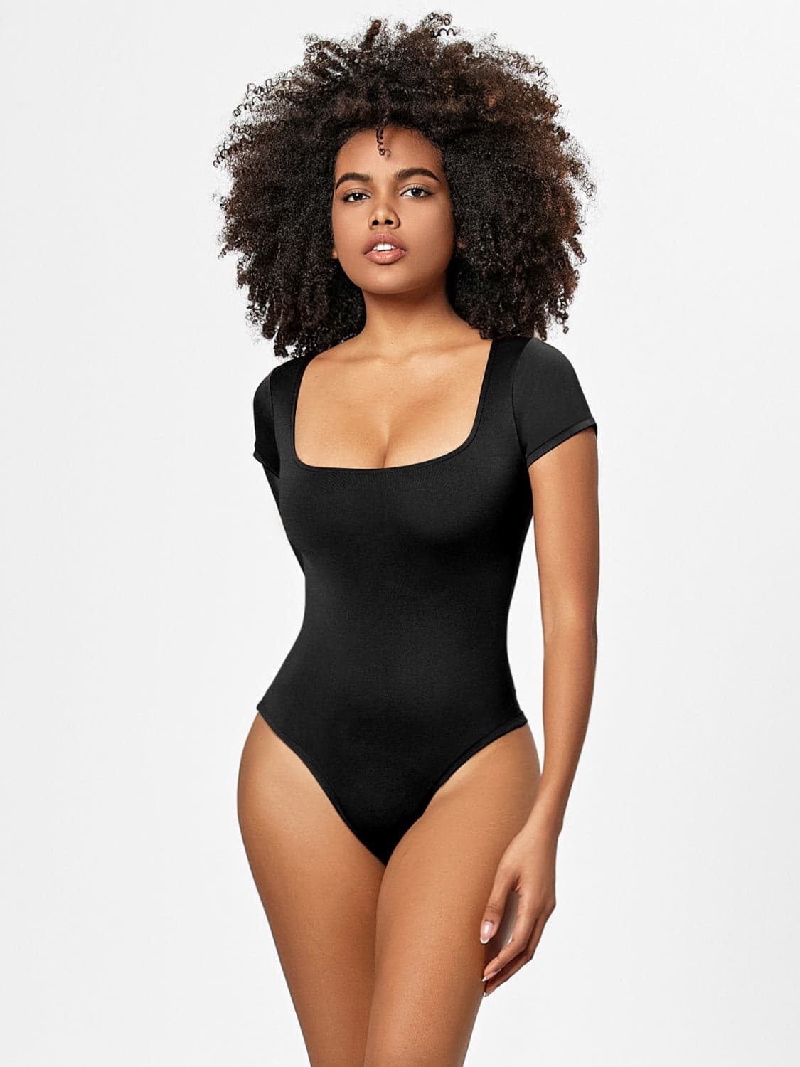 Full Size Square Neck Short Sleeve Bodysuit.