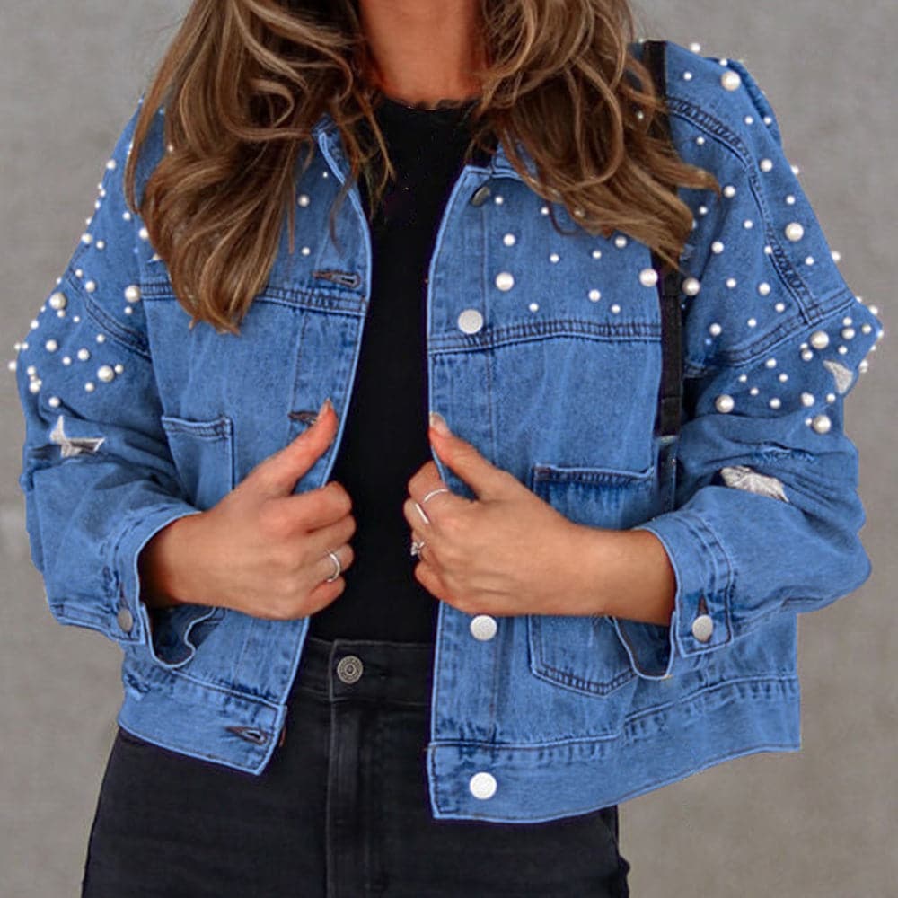 Bead Detail Denim Jacket.