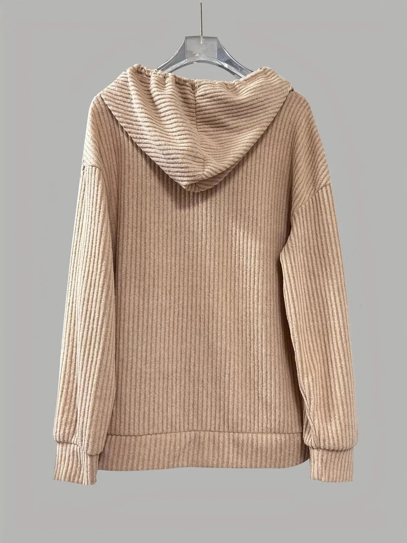 Button-Front Drawstring Hoodie Simply Love