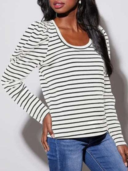 Stylish striped long sleeve tee for versatile fashion