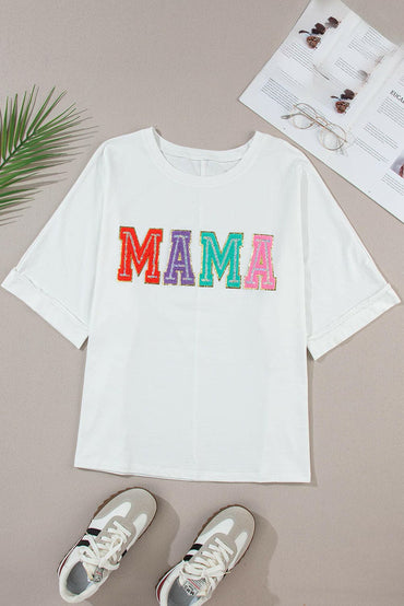 Sparkling Sheer Cotton Blend T-Shirt with Round Neck.