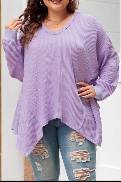 Flattering orchid petal plus size top