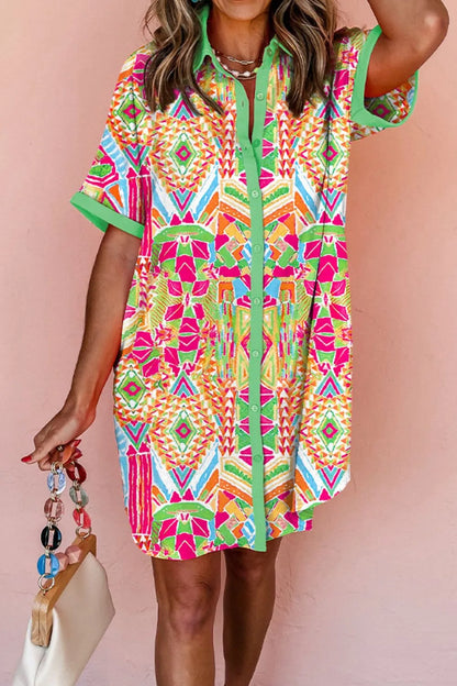 Simply Love: Short Sleeve Button-Down Dress
