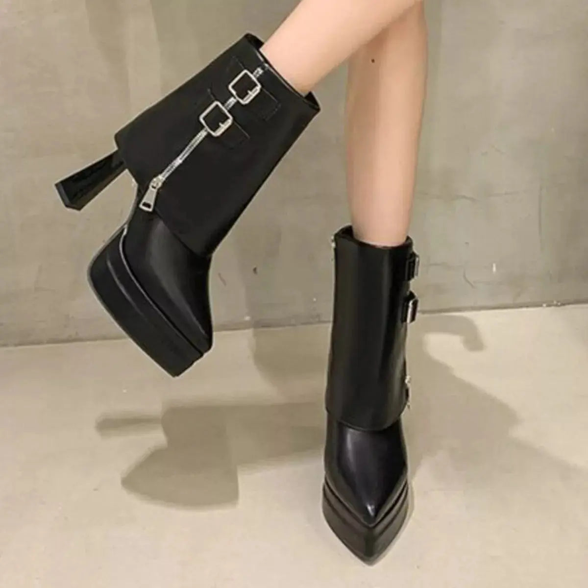 Point Toe Block Heels Boots Simply Love