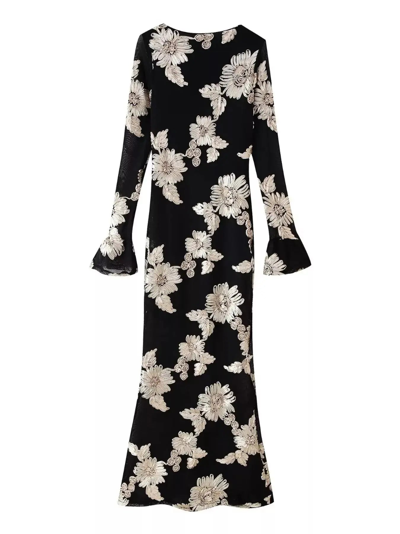 Floral Flounce Sleeve Round Neck Dress Simply Love