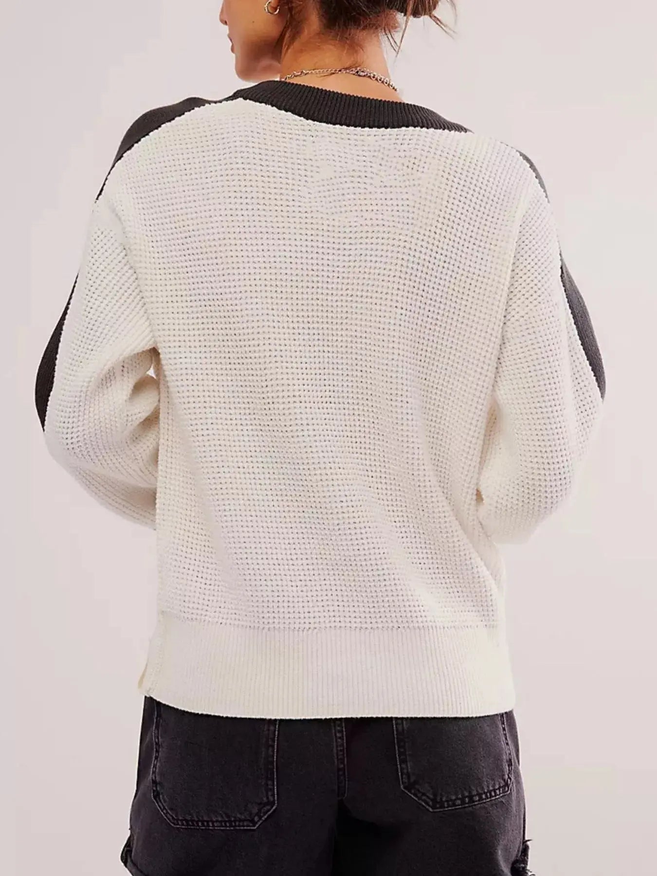 Color Block Waffle Knit Sweater Simply Love