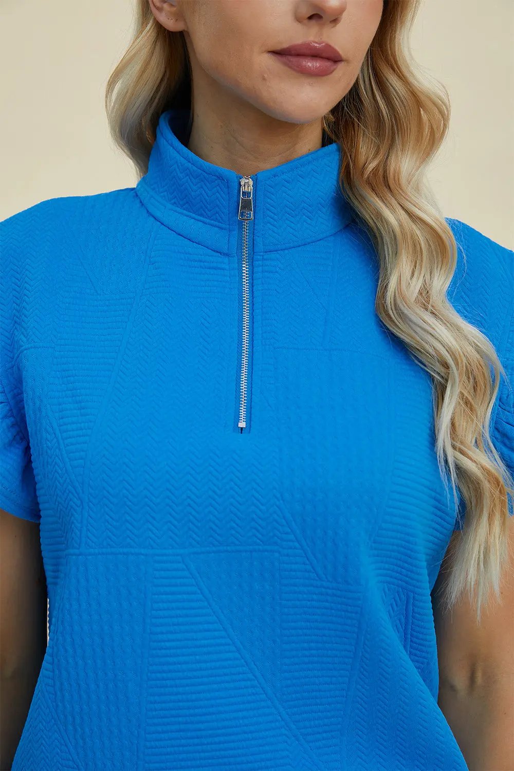 Double Take Full Size Texture Ruffle Short Sleeve Top and Wide Leg Pants Set - Love Salve