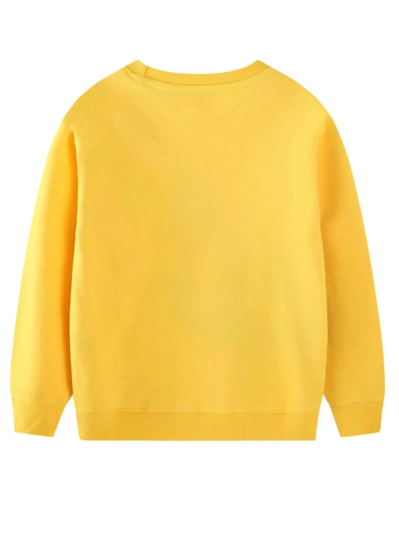Kids Embroidered Excavator Sweatshirt Round Neck Yellow Simply Love