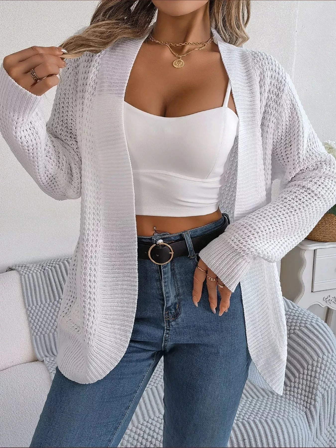 Chunky Knit Open Front Cardigan with Pockets Coco’s Tee Boutique
