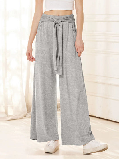 Chic tied wide-leg pants with convenient pockets