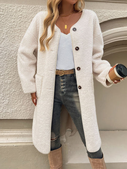 Chic button-up long sleeve coat