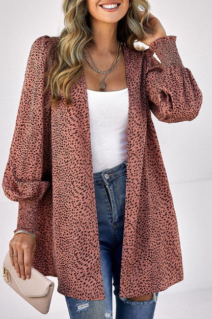 Leopard Print Balloon Sleeve Cardigan.