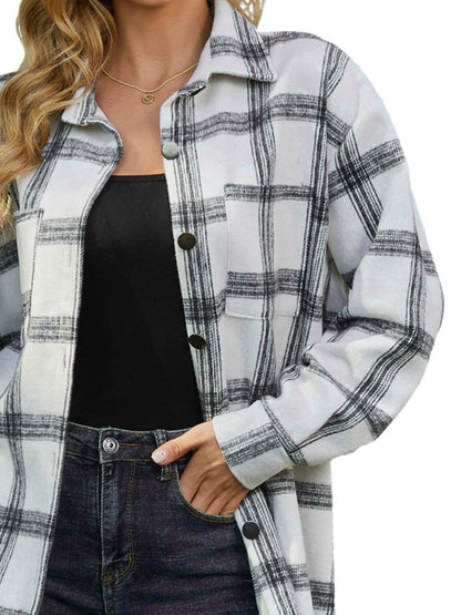 Plaid long sleeve shirt jacket