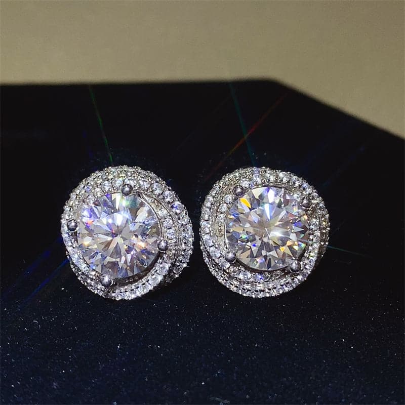 6 Carat Moissanite 925 Sterling Silver Earrings.