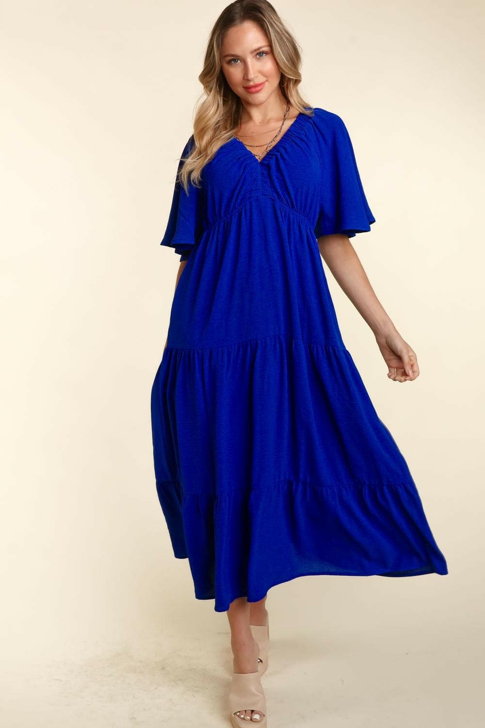 Haptics Tiered Babydoll Maxi Dress with Side Pocket.