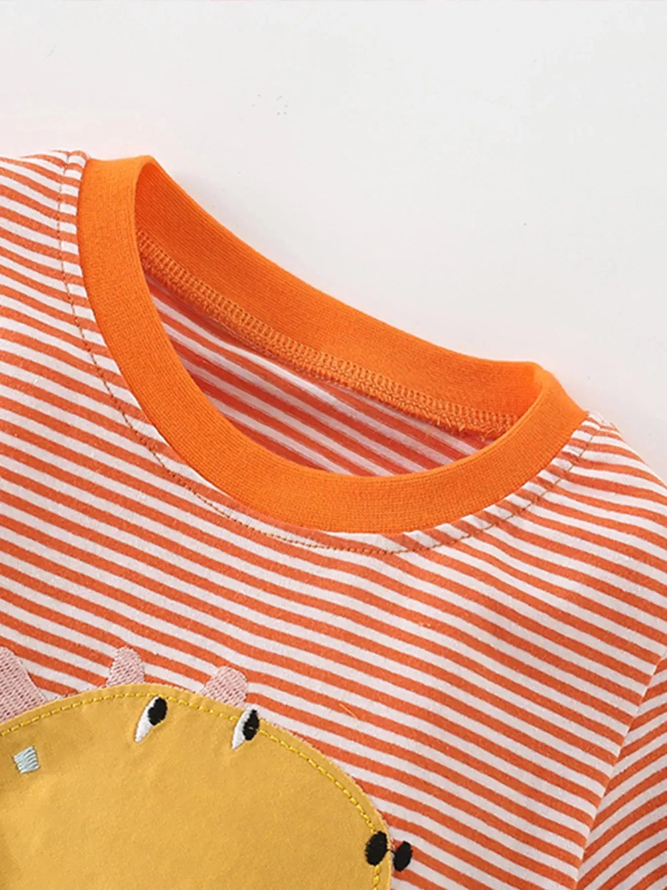 Children's Dinosaur Applique Striped T-Shirt Simply Love