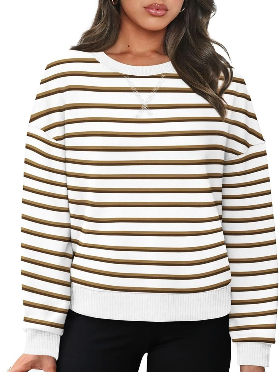 Cozy stripes: Long sleeve round neck sweatshirt