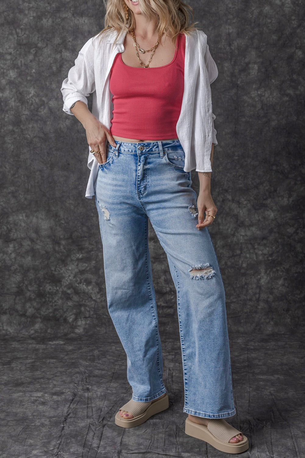 Chic light blue high rise jeans