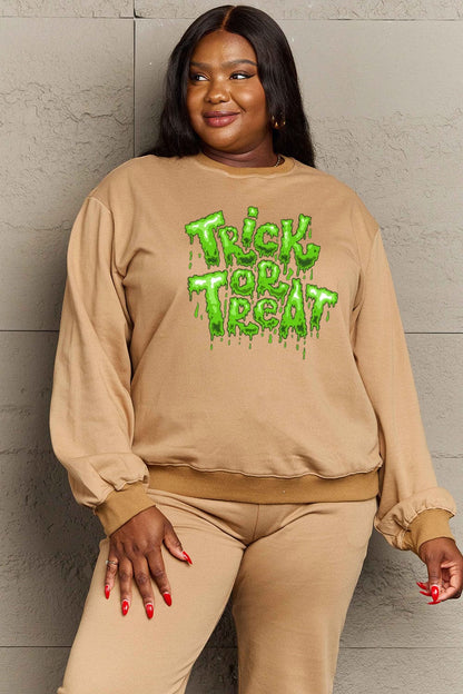 Simply Love Full Size TRICK OR TREAT Graphic Sweatshirt.