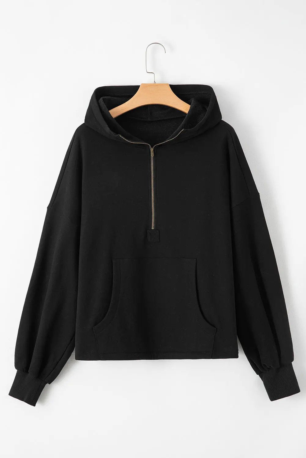 Kate Fleece Lined Half Zipper Hoodie with Kangaroo Pockets - Love Salve 