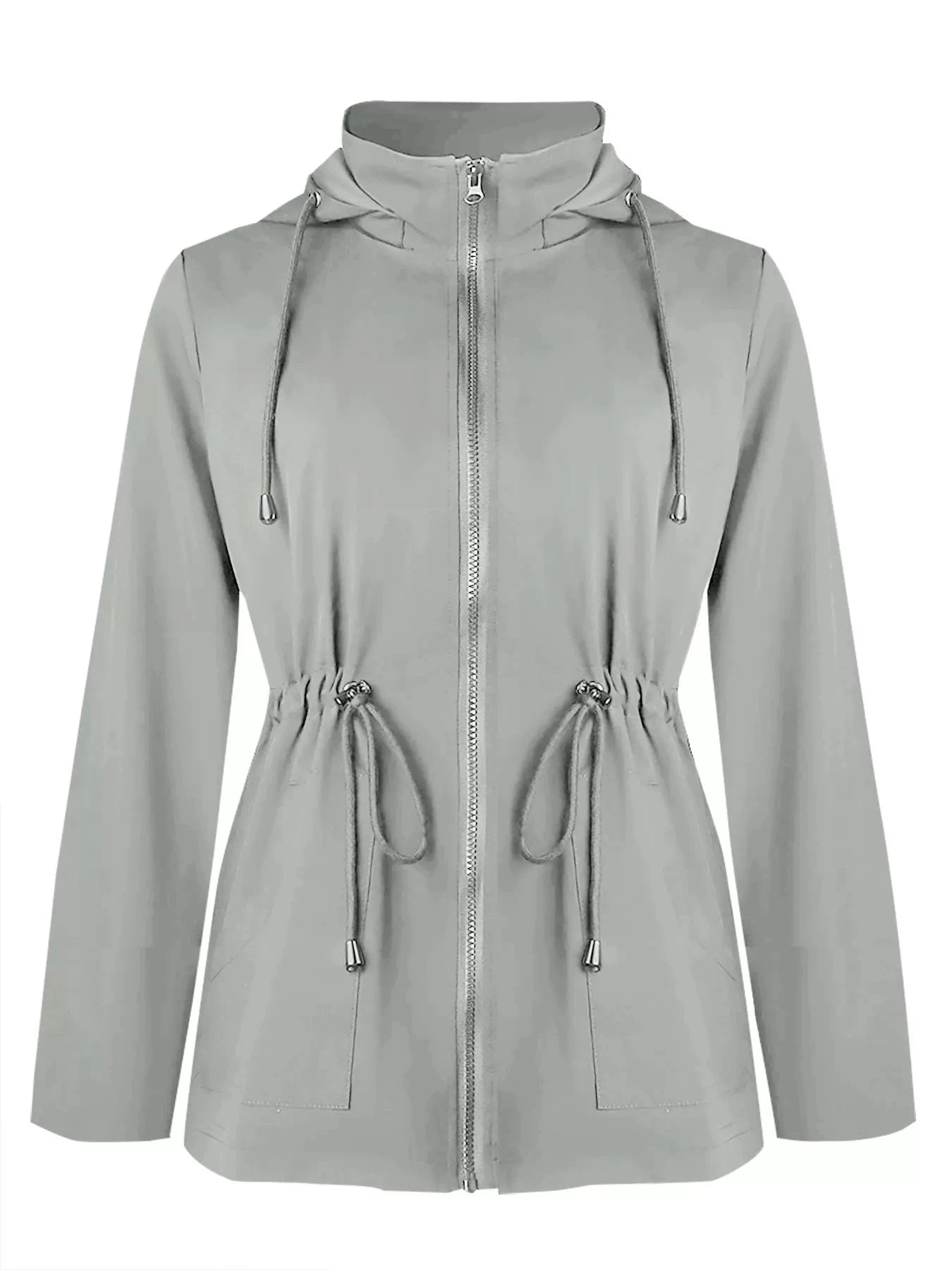 Zip Up Waterproof Hooded Outerwear With Pockets And Drawstring Simply Love