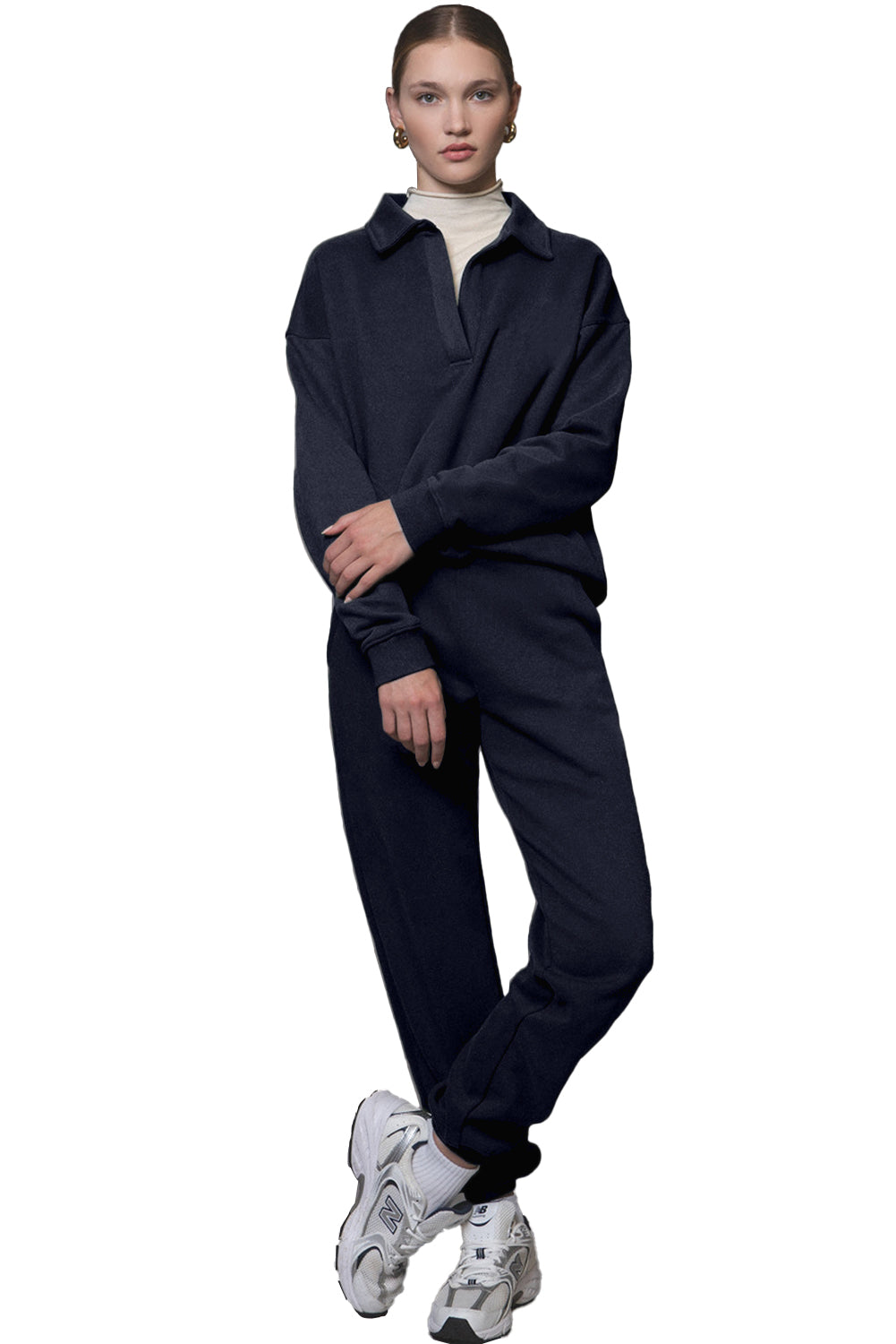 Navy blue joggers tracksuit with collar