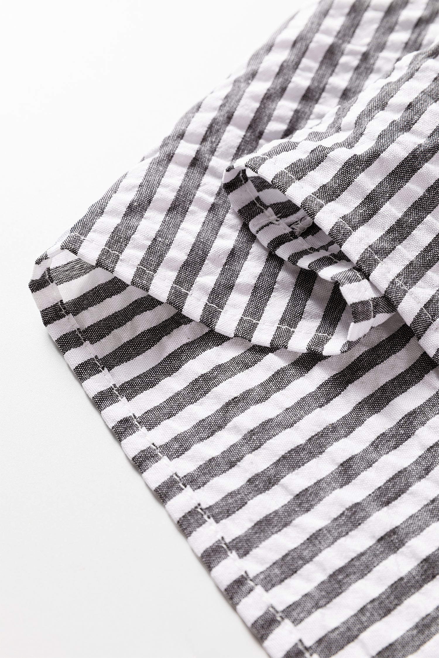 Dark Grey Striped Patchwork Split Neck Blouse With Contrast Detail Dear-Lover Dropshipping