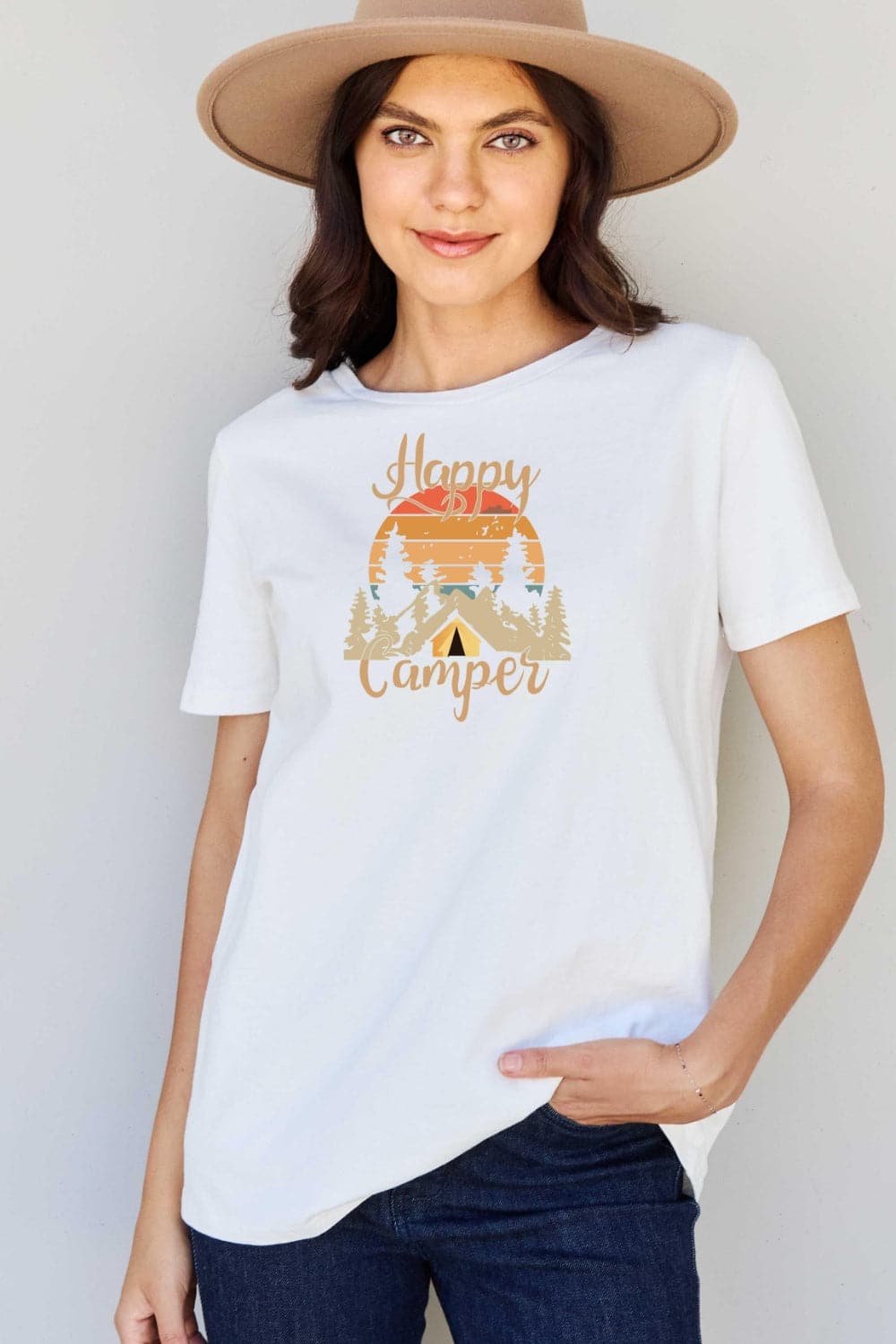 Simply Love Full Size HAPPY CAMPER Graphic T-Shirt.